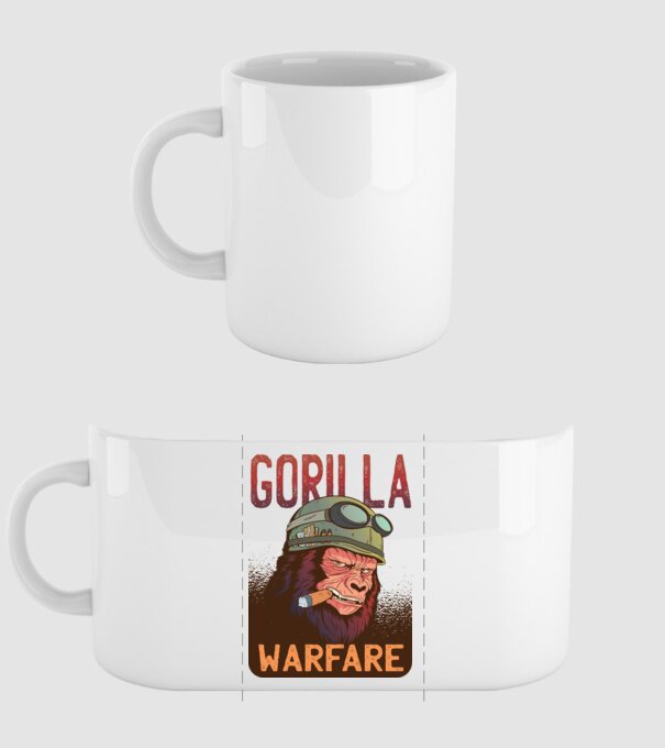 Gorilla Warfare model alb pe tricou