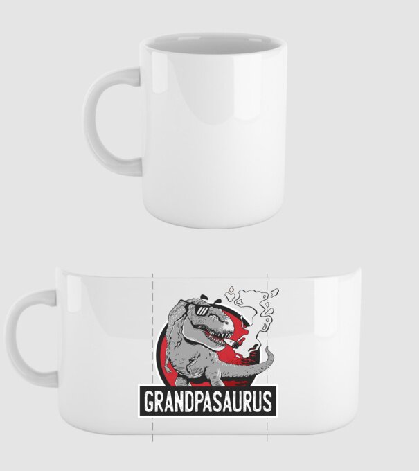 Grandpasaurus T-rex model alb pe tricou