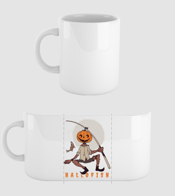 Hallofish - Pescar Halloween model alb pe tricou