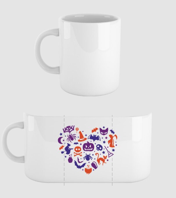 Inimă Halloween model alb pe tricou
