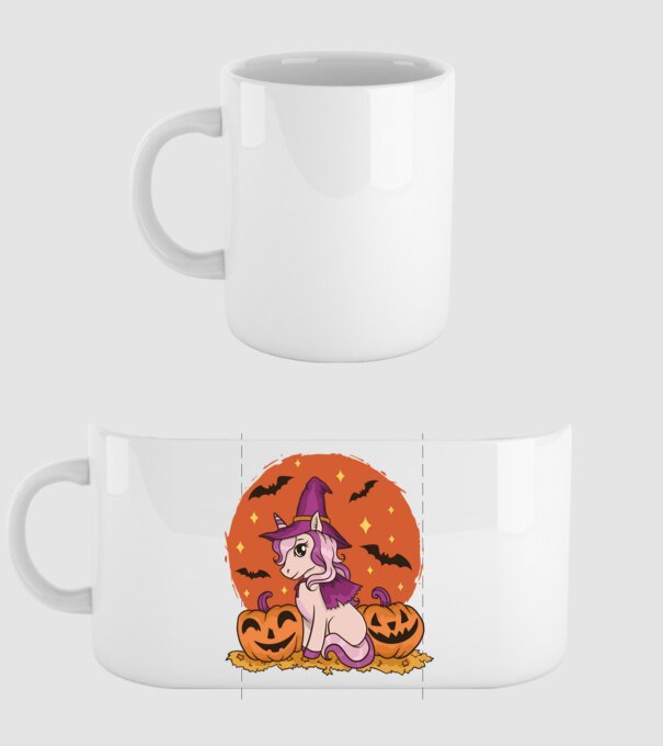 Unicorn Halloween model alb pe tricou