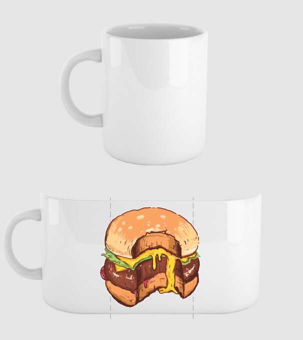 Hamburger model alb pe tricou