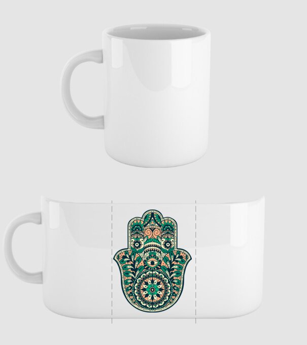 Mână Hamza - Mâna lui Dumnezeu Mandala model alb pe tricou