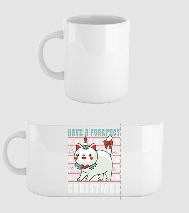 Have a Purrfect Christmas model alb pe tricou