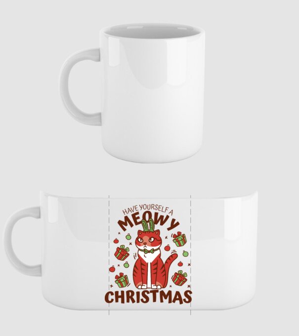 Have yourself a Meowy Christmas - Cicás Karácsony model alb pe tricou