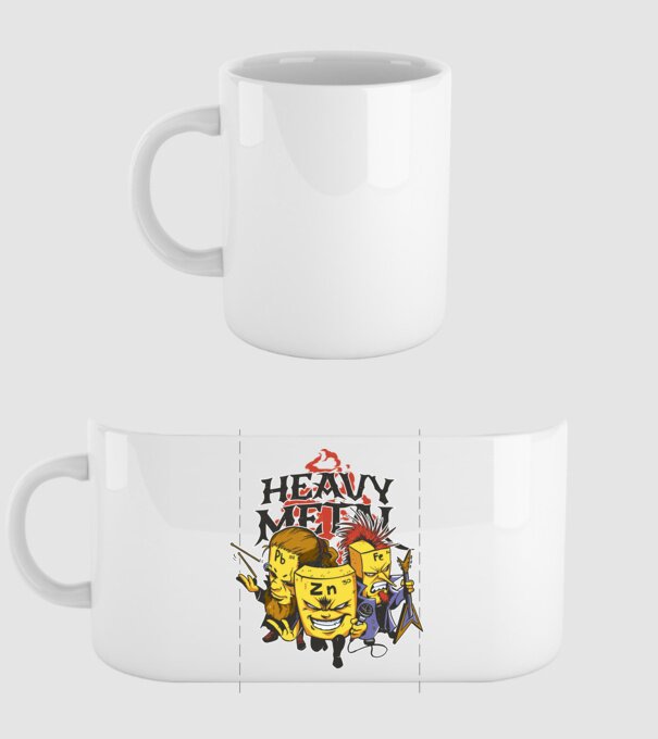 Elemente Heavy Metal model alb pe tricou