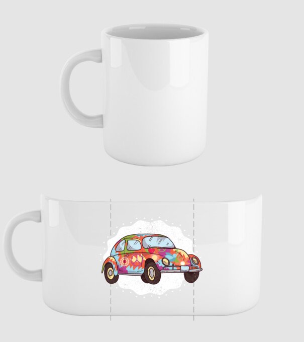 Hippy Beetle Volkswagen model alb pe tricou