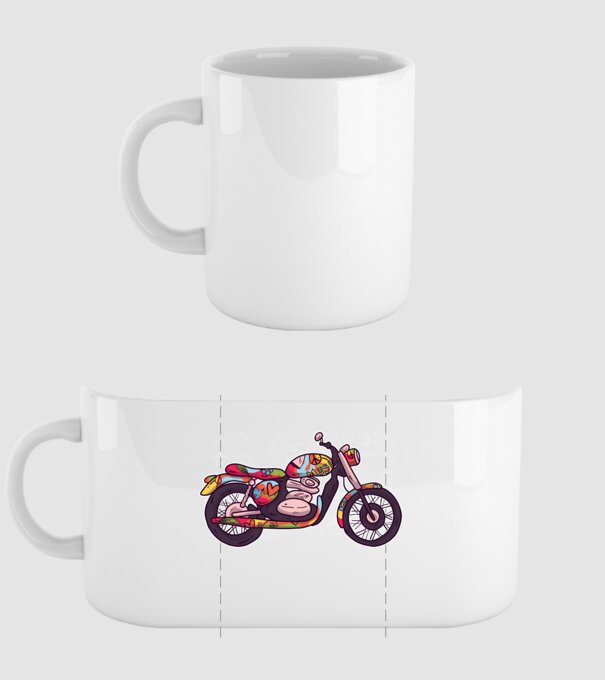 Motociclist Hippi model alb pe tricou