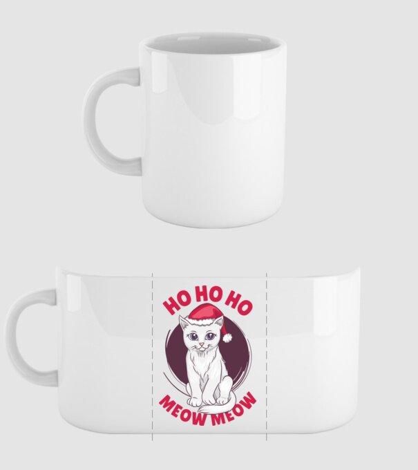 Ho Ho Ho Ho Ho Ho Ho Meow Meow Crăciun cu pisică model alb pe tricou