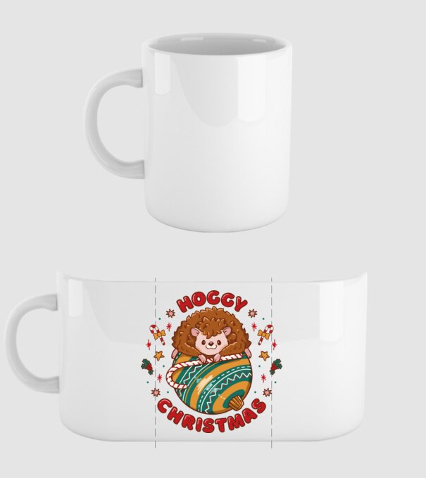 Hoggy Christmas Crăciun cu Arici model alb pe tricou