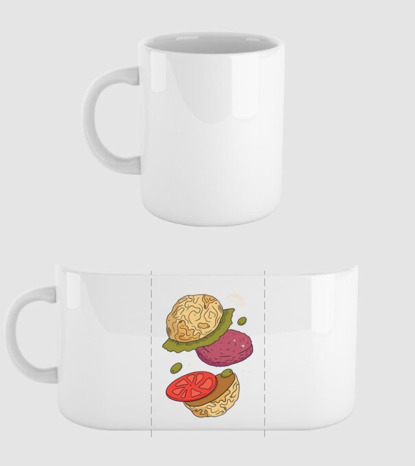 Burger lună model alb pe tricou