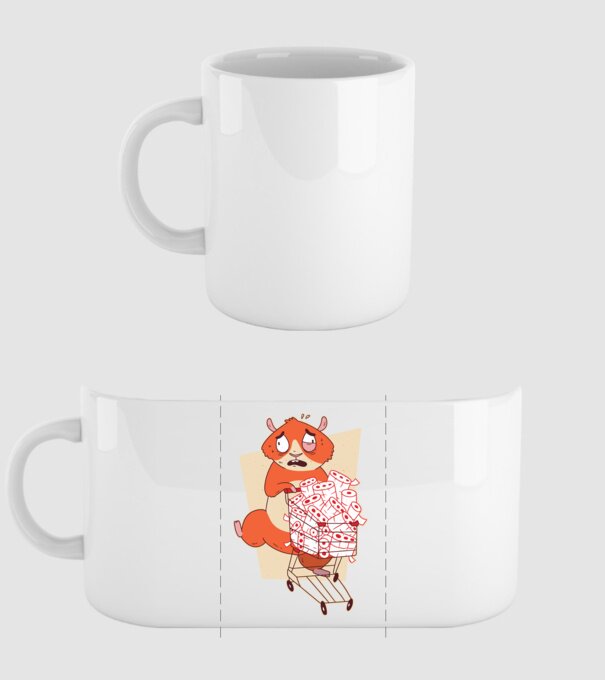 Hamster Panică cumpărături model alb pe tricou