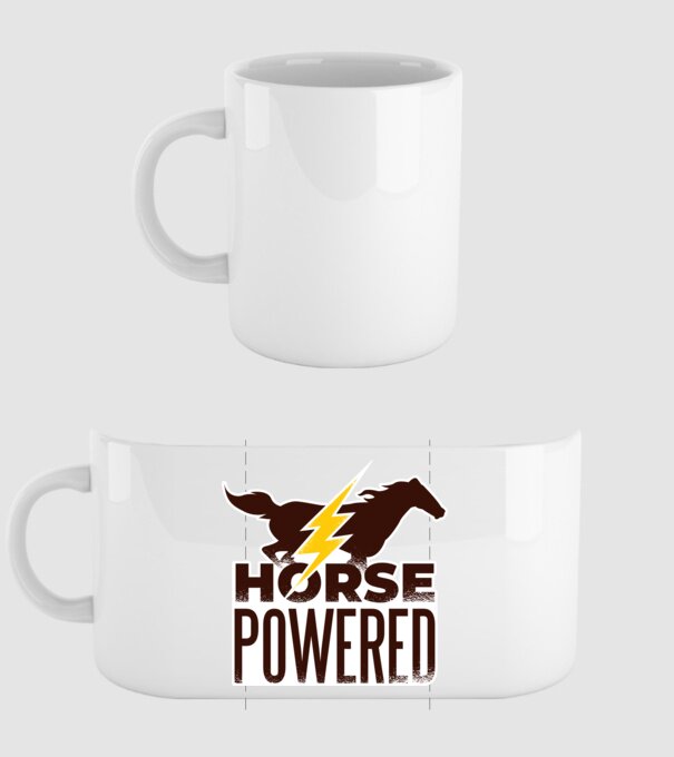 Horse Powered Cal-putere tricou călăreț model alb pe tricou