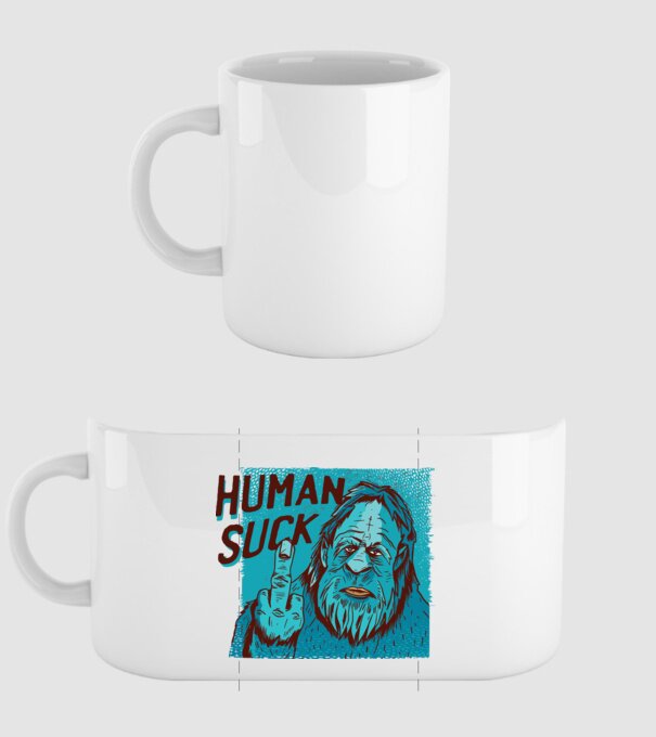 Human Suck - Yeti spune tricou amuzant antisocial model alb pe tricou