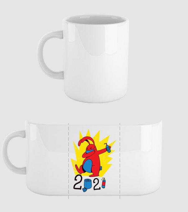 Paște 2021 - Iepuraș cu mască model alb pe tricou