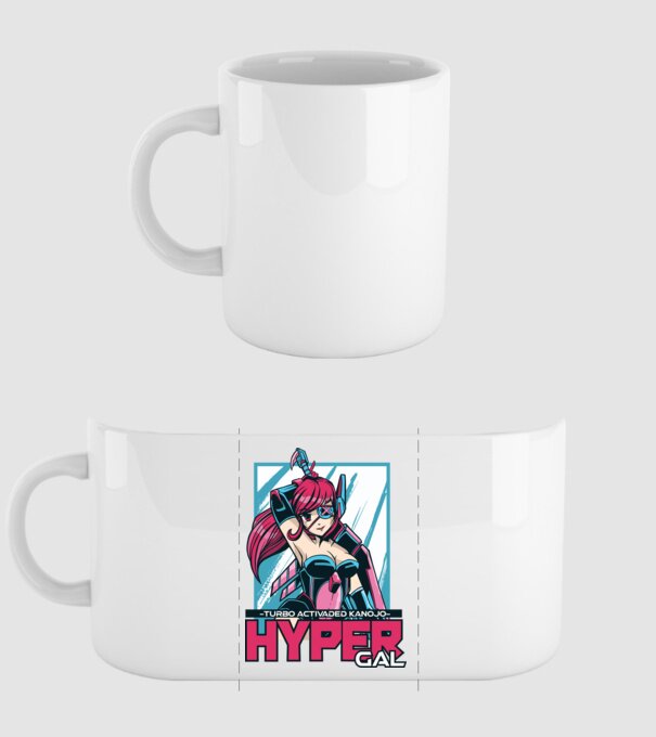 Hyper Gal - Fată Anime model alb pe tricou