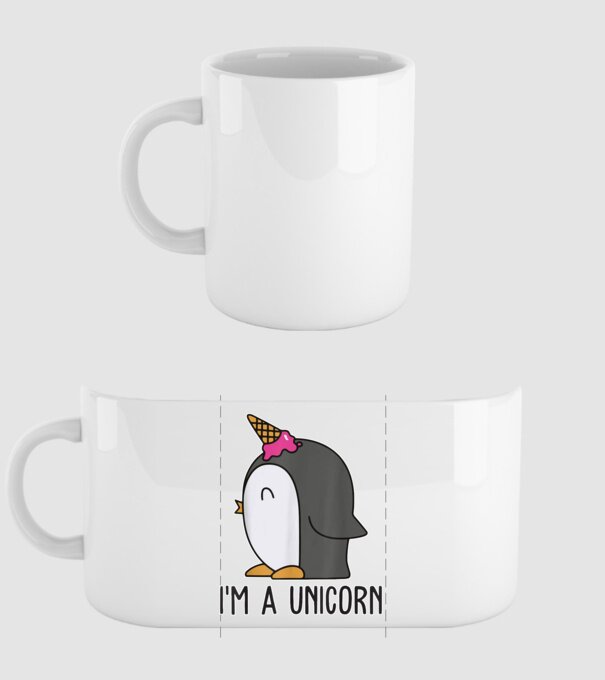 'I''m a unicorn - penguin' model alb pe tricou