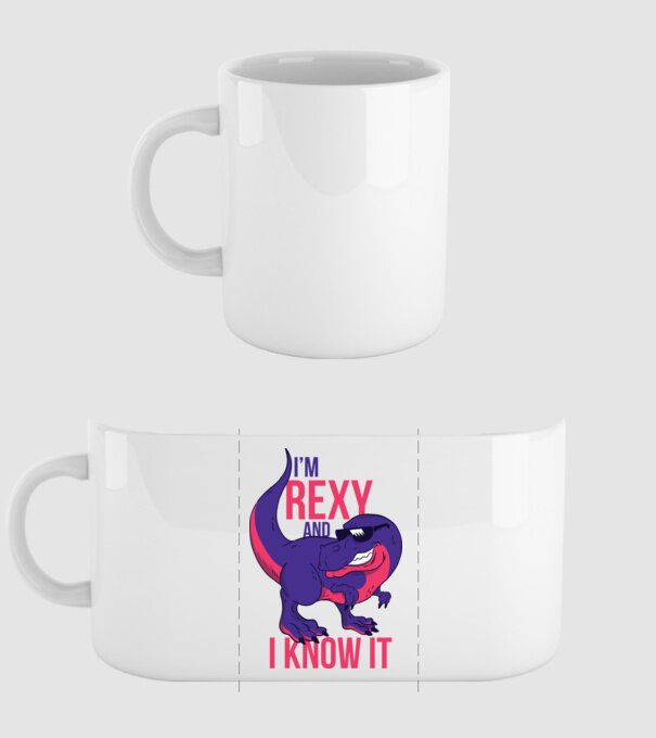 'I''m Rexy and I know it - tricou dinozaur amuzant' model alb pe tricou
