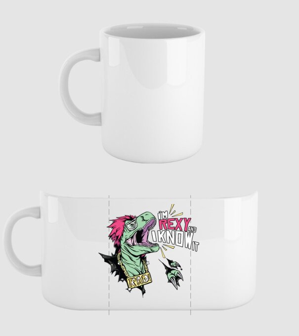 'I''m Rexy and I know it - tricou dinozaur amuzant' model alb pe tricou