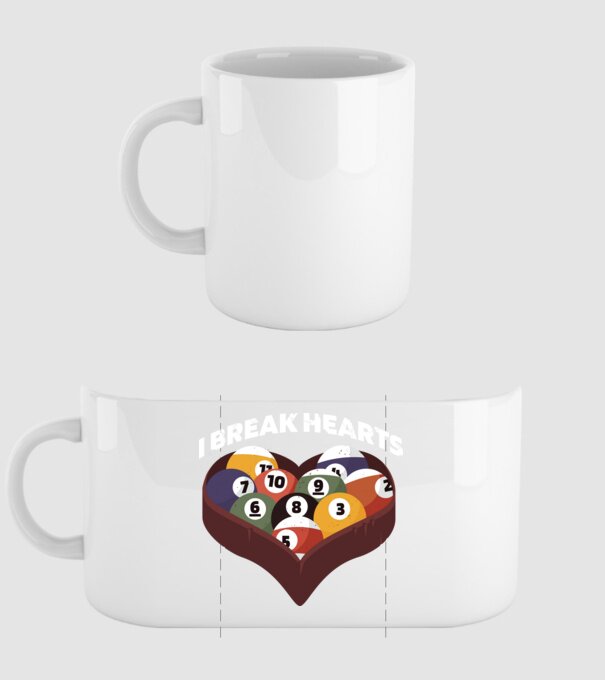 I break hearts - Biliard model alb pe tricou