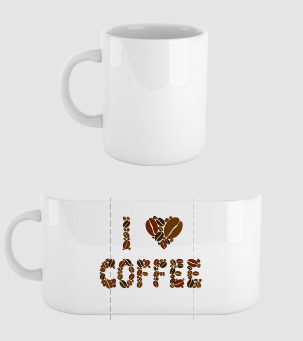 I Love Coffee model alb pe tricou
