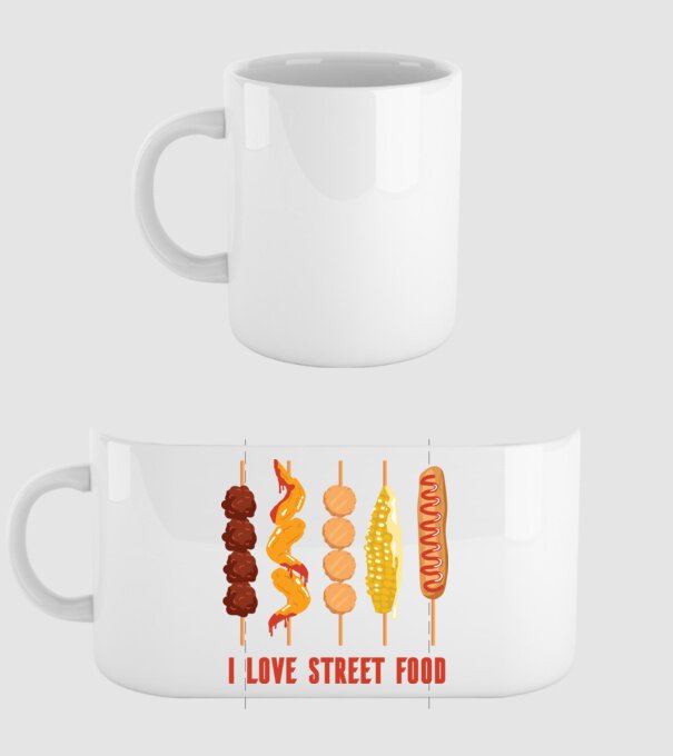 I Love Street Food model alb pe tricou