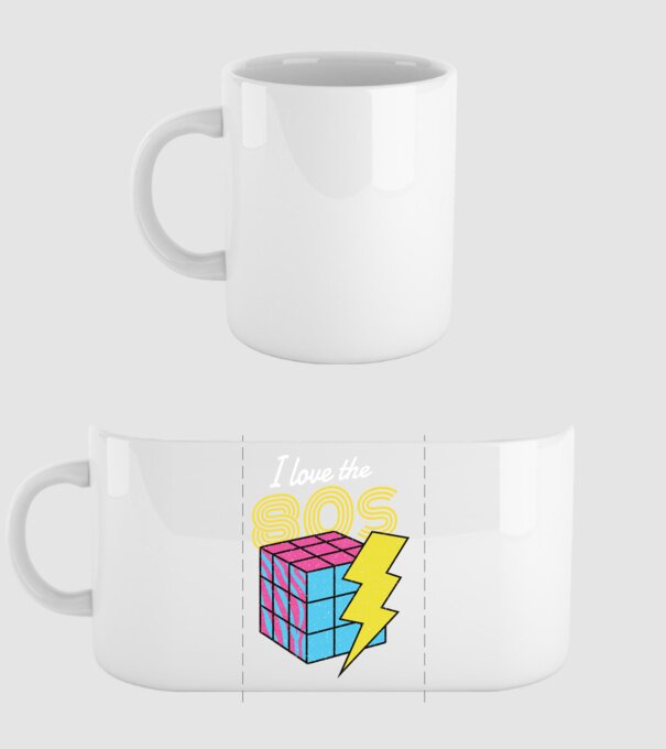I love the 80s Cub Rubik model alb pe tricou