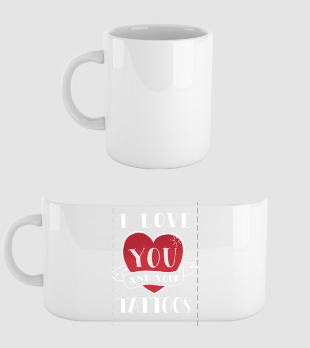 'I love You and Your Tattoos - tricou amuzant pentru Valentine''s Day' model alb pe tricou