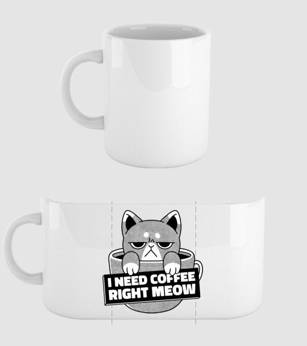 I need Coffee Right Meow model alb pe tricou