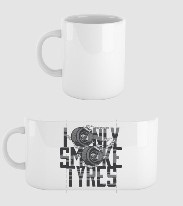 I only smoke Tyres model alb pe tricou