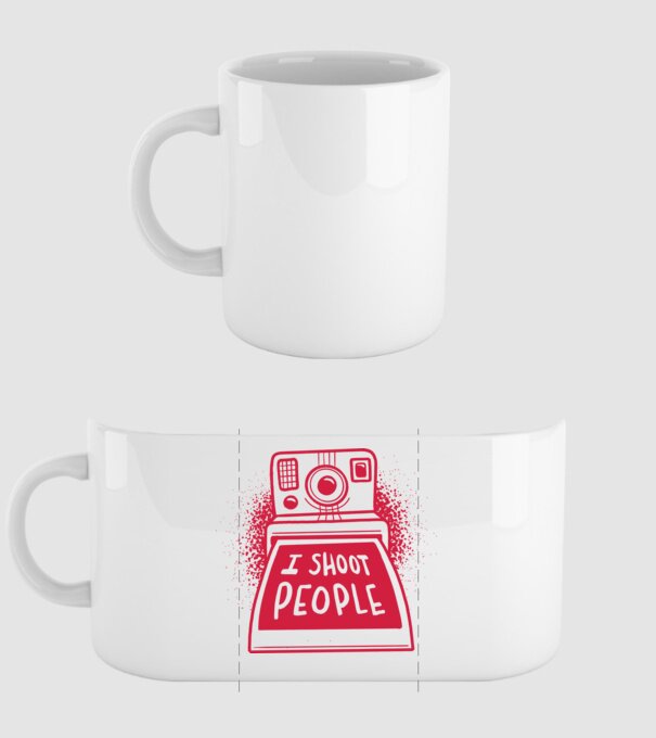 I shoot people - Fotograf model alb pe tricou