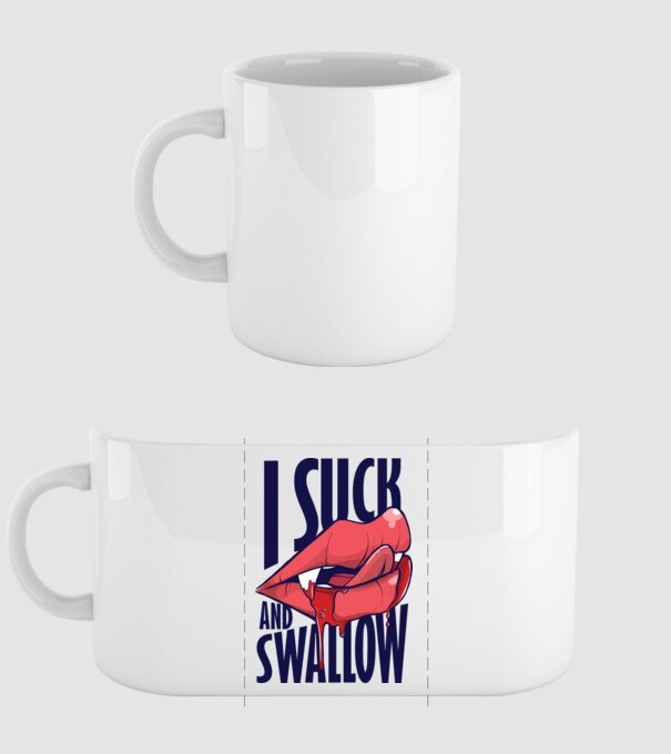 I suck and swallow Vampir model alb pe tricou