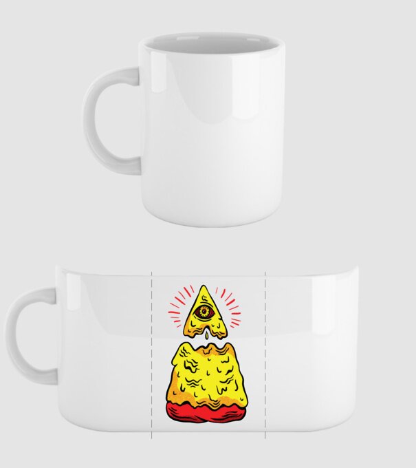 Illuminati Pizza model alb pe tricou