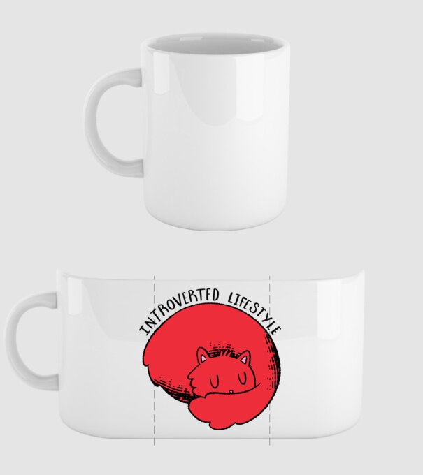 Pisică Introvertită model alb pe tricou