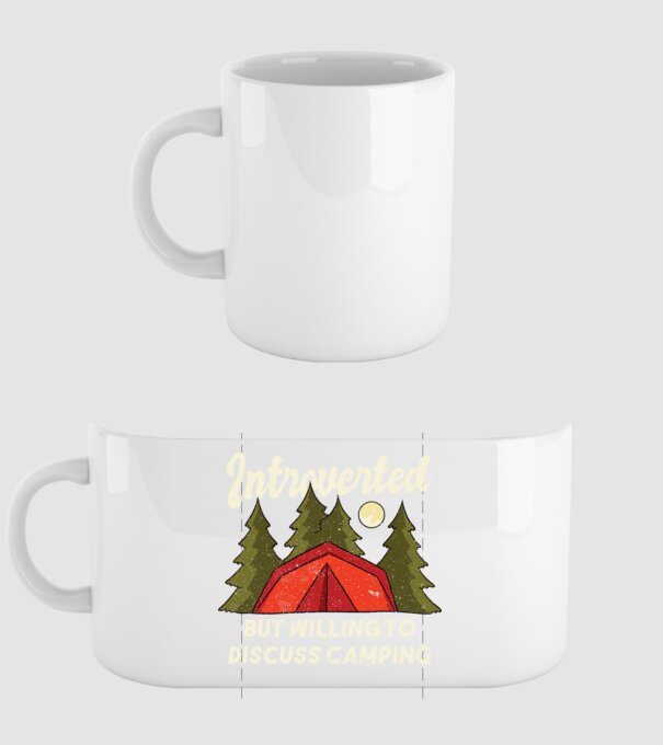 Camping Introvertit model alb pe tricou