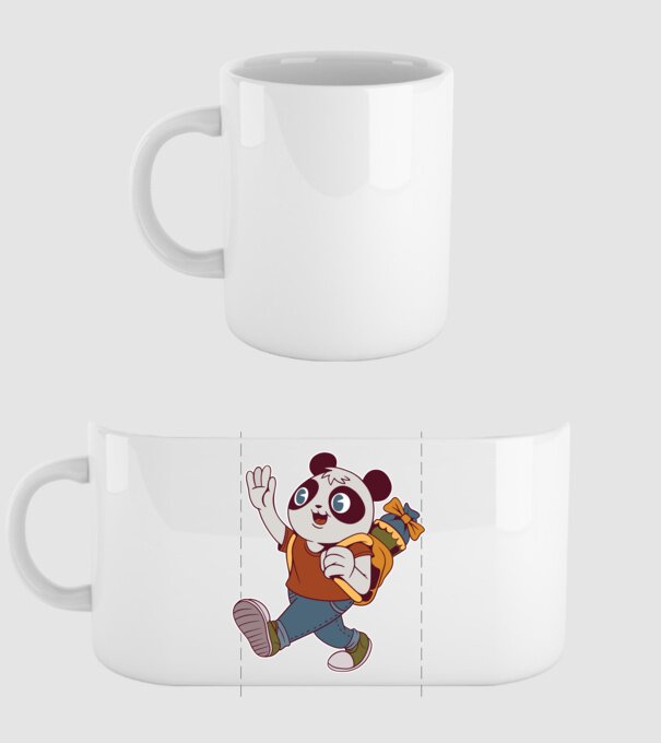Panda școlar model alb pe tricou