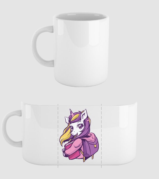Școlăriță Unicorn model alb pe tricou