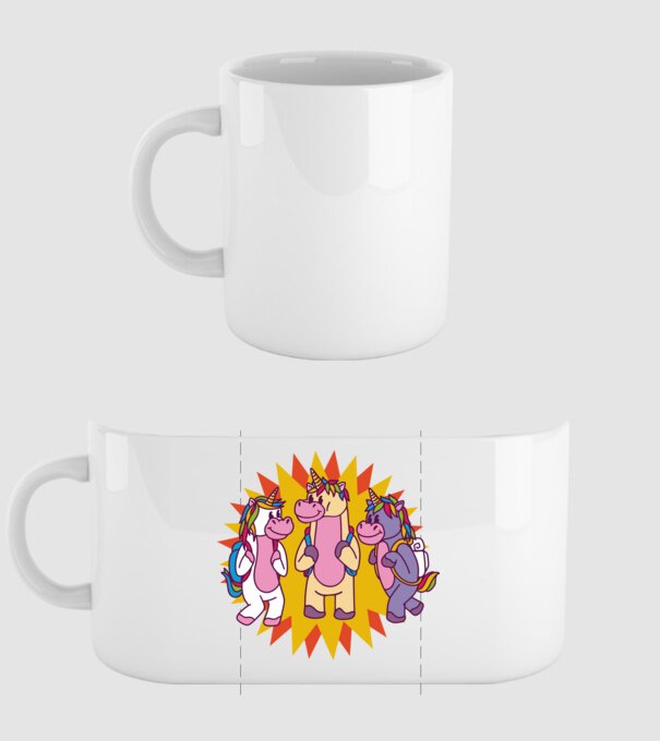 Unicorni școlari model alb pe tricou