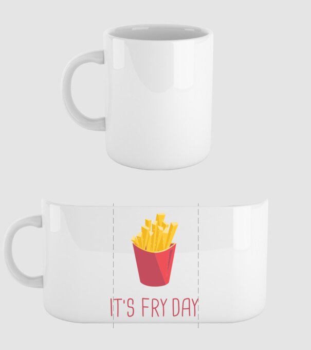 'It''s Fry Day' model alb pe tricou