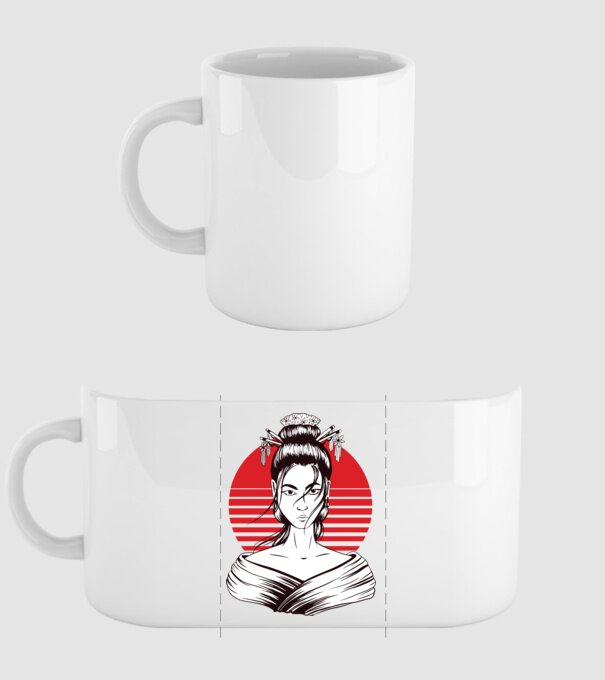 Geisha japoneză model alb pe tricou