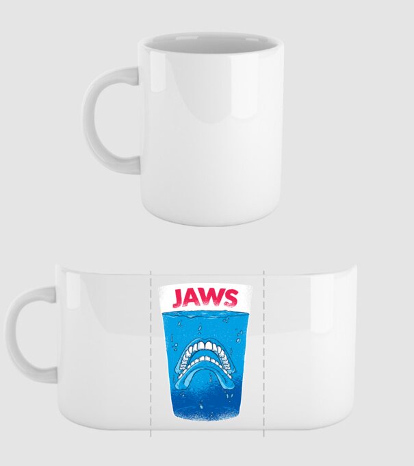 Jaws dinți tricou parodie model alb pe tricou