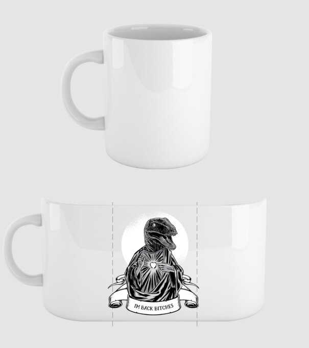 Iisus Raptor Dinozaur model alb pe tricou