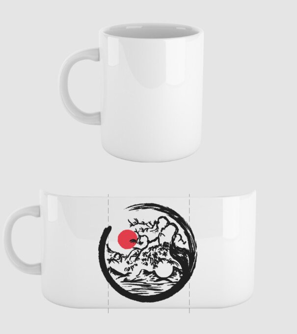 Yin-Yang Bonsai model alb pe tricou
