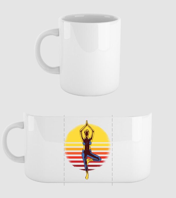 Retro yoga model alb pe tricou