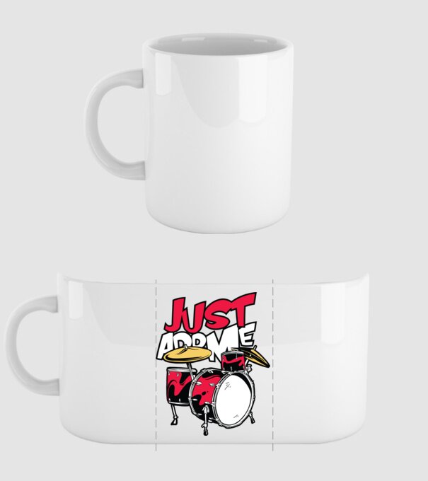 Just add me Drums model alb pe tricou
