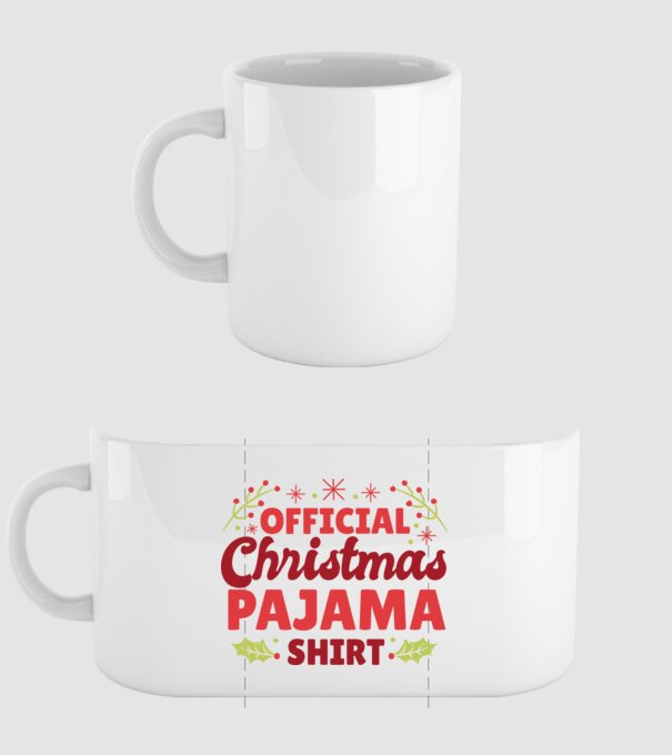 Pijama de Crăciun model alb pe tricou