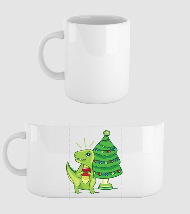 T-rex de Crăciun model alb pe tricou