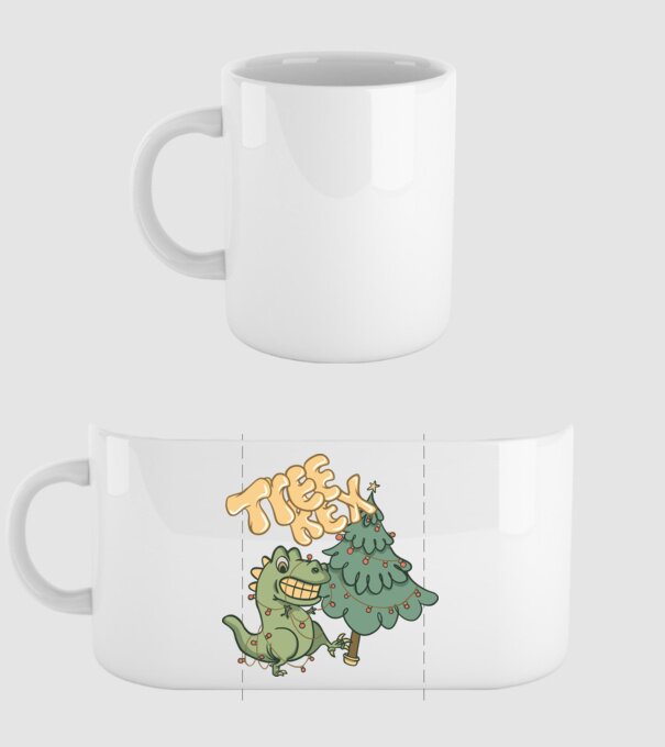 T-rex de Crăciun model alb pe tricou