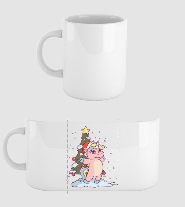 Unicorn de Crăciun model alb pe tricou