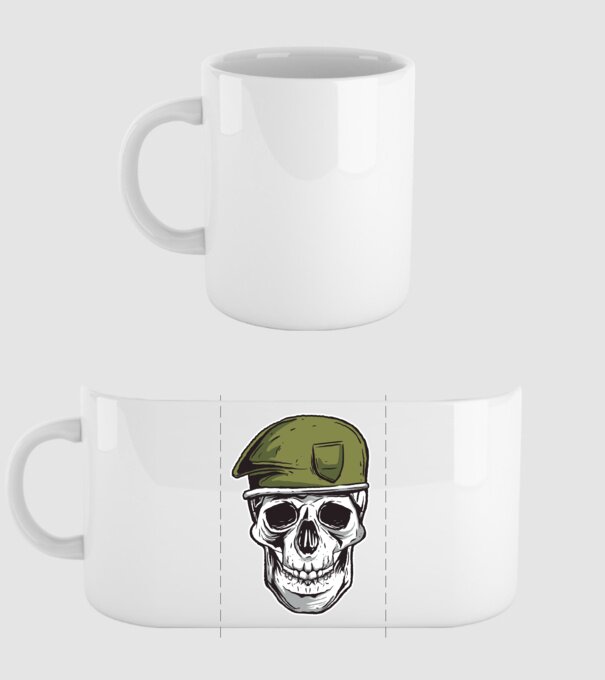 Craniu Soldat model alb pe tricou